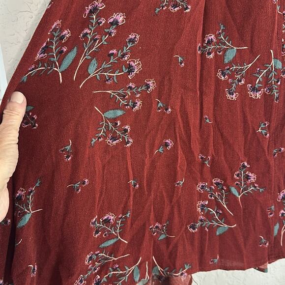 Free People Brown Rust Fall Swing Tunic Top Dress Festival Choker Boho Babydoll - Picture 7 of 8